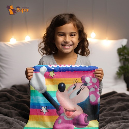 Cobertor- edredn MINIE con borrega rosa, Matrimonial