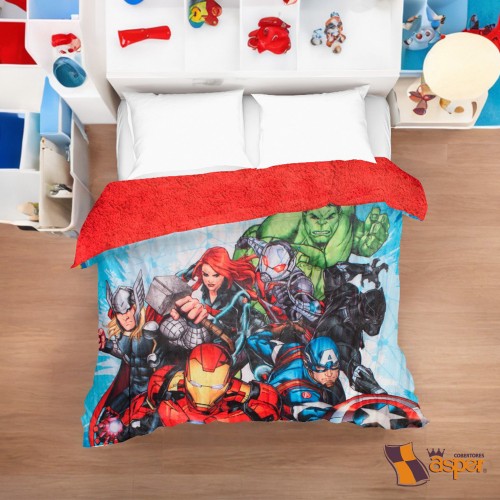 Cobertor- edredn AVENGER con borrega, Matrimonial