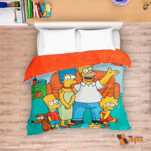 Cobertor- edredón SIMPSON con borrega, Matrimonial