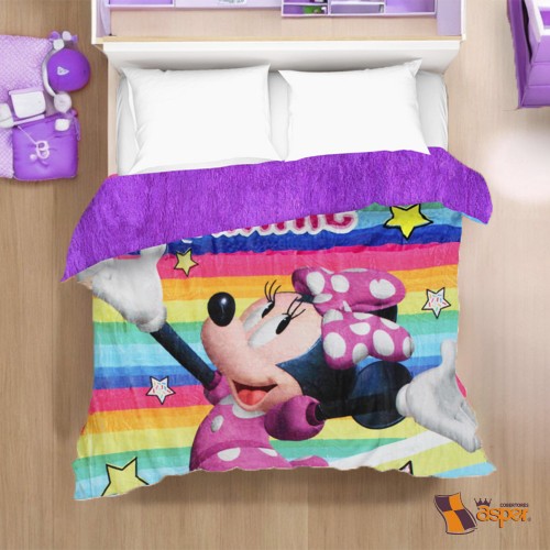 Cobertor- edredón MINIE con borrega morada, Matrimonial
