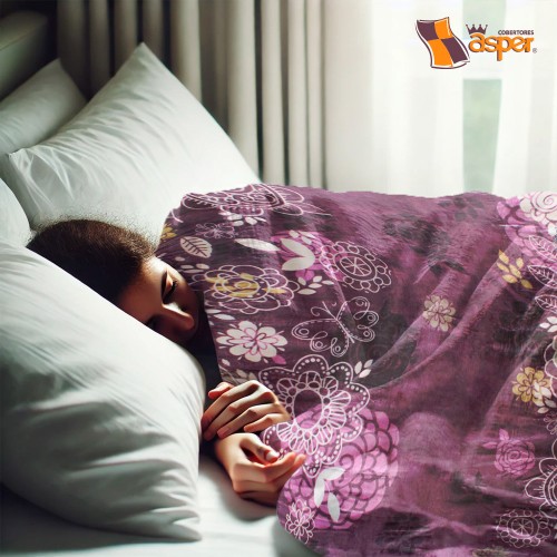 Cobertor- edredón ZOE con borrega, Matrimonial, color morado