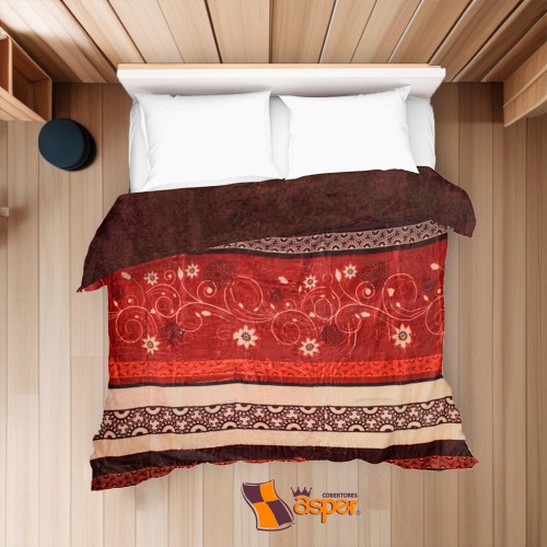 Cobertor- edredón BOLONIA con borrega, color café, Matrimonial