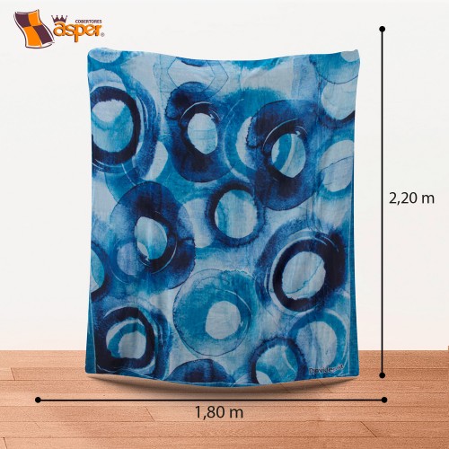 Cobertor- edredón AZUL ARGOS con borrega, Matrimonial