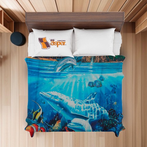 Cobertor- sobrecamero, PECES, QUEEN SIZE