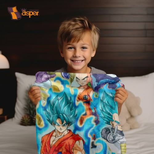 Cobertor- edredón DRAGON BALL con borrega azul, Matrimonial