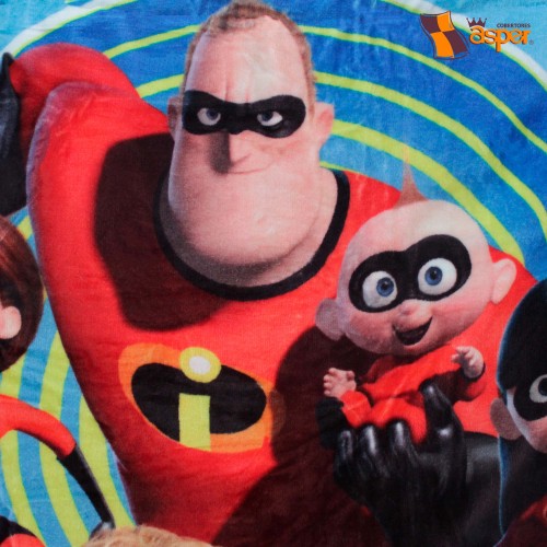 Cobertor- edredón LOS INCREIBLES con borrega roja, Matrimonial