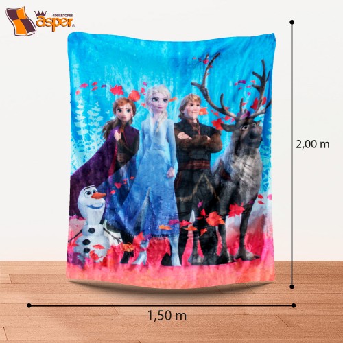 Cobertor- edredón FROZEN con borrega morada, Matrimonial