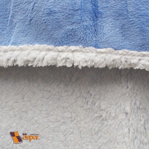COBERTOR LIGERO CON BORREGA AZUL, MATRIMONIAL, 2,20 X 1,80 MTS.  