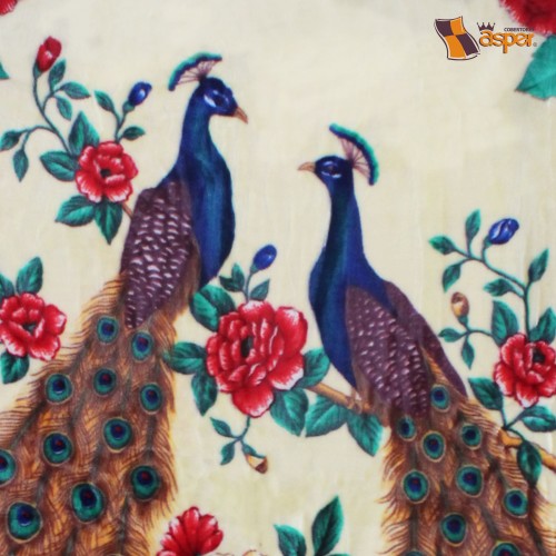 COBERTOR RASCHEL PAVORREALES, KING SIZE, MEDIDAS: 2.40 X 2.30 MTS.  