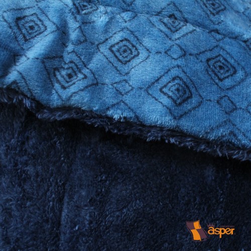 COBERTOR CON BORREGA BLUE NIGHT, MATRIMONIAL, 2,20 X 1,80 MTS.  