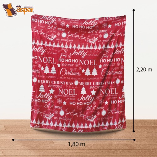COBERTOR LIGERO NAVIDAD, MATRIMONIAL, 2,20 X 1,80 MTS.  