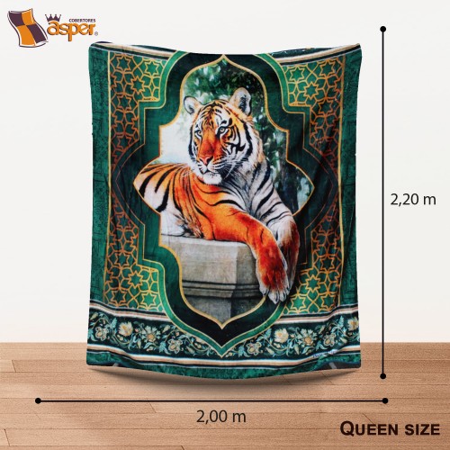 Cobertor- sobrecamero, TIGRE, QUEEN SIZE
