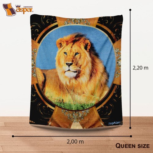 Cobertor- sobrecamero, LEON REAL, QUEEN SIZE