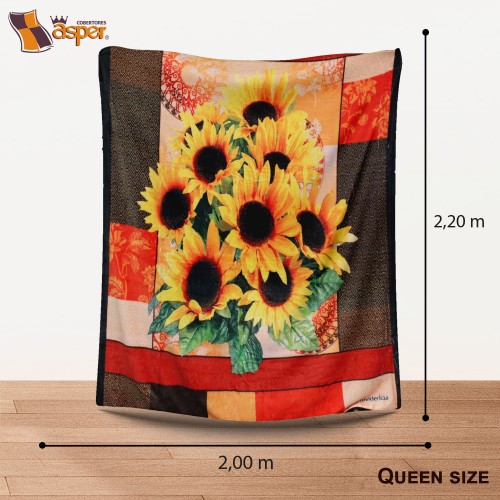 Cobertor- sobrecamero, GIRASOLES BOUQUET SHEDRON, QUEEN SIZE