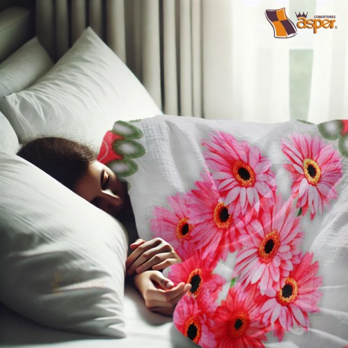 Cobertor- sobrecamero, BOUQUET ROSA, QUEEN SIZE