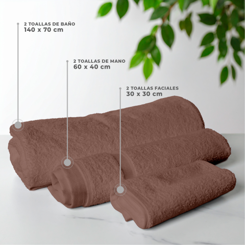 Set de 6 toallas CHOCOLATE DE MICROFIBRA 