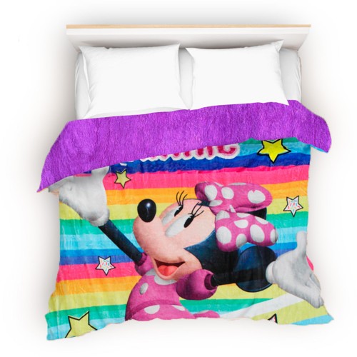 Cobertor- edredón MINIE con borrega morada, Matrimonial