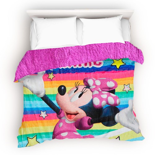 Cobertor- edredn MINIE con borrega rosa, Matrimonial