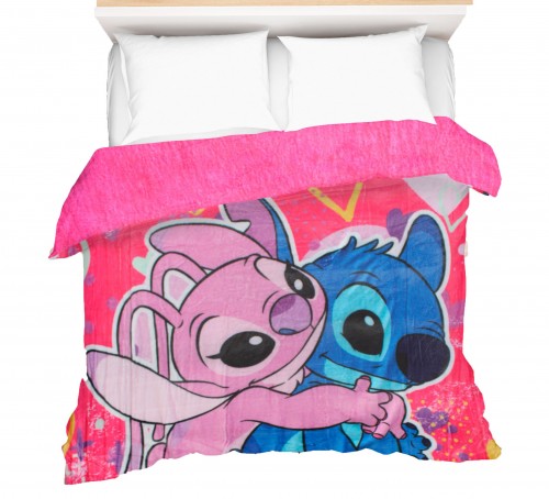 Cobertor- edredn STICH Y NGEL con borrega, Matrimonial