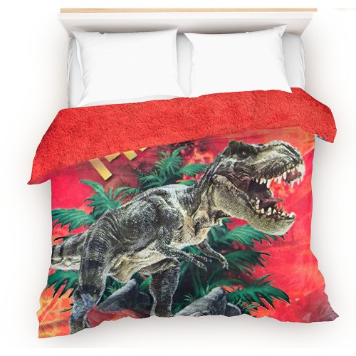 Cobertor- edredn DINOSAURIO T-REX con borrega, Matrimonial