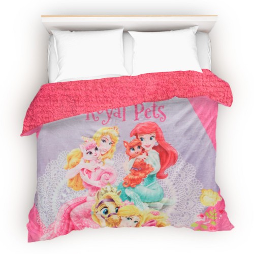 Cobertor- edredón PRINCESAS MIS MASCOTAS con borrega, Matrimonial