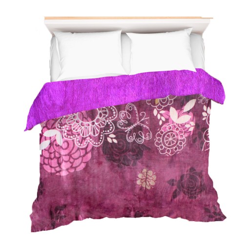 Cobertor- edredón ZOE con borrega, Matrimonial, color morado