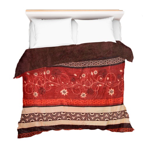 Cobertor- edredón BOLONIA con borrega, color café, Matrimonial