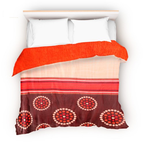 Cobertor- edredn CHENOA con borrega, color naranja y caf, Matrimonial