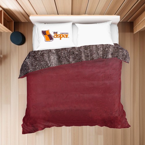 Cobertor- edredón VINO con borrega GRIS, King size, 2,40 x 2,20 m.