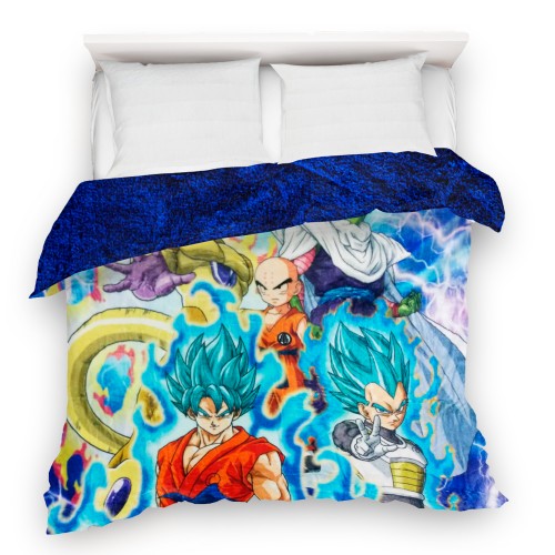 Cobertor- edredón DRAGON BALL con borrega azul, Matrimonial