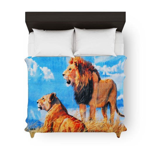 Cobertor- sobrecamero, PAREJA DE LEONES, QUEEN SIZE