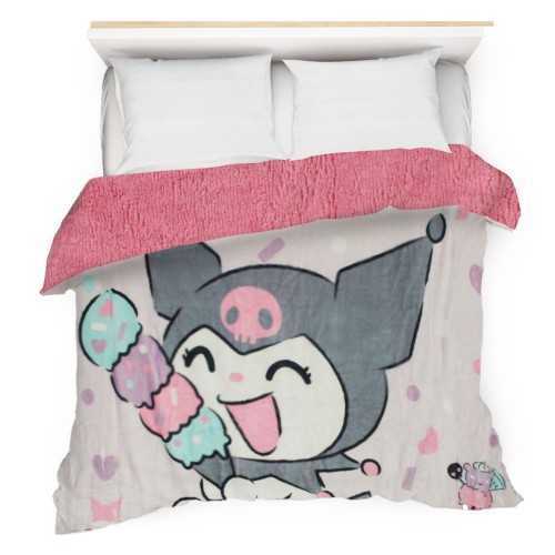 Cobertor- edredn  KUROMI borrega rosa, Matrimonial